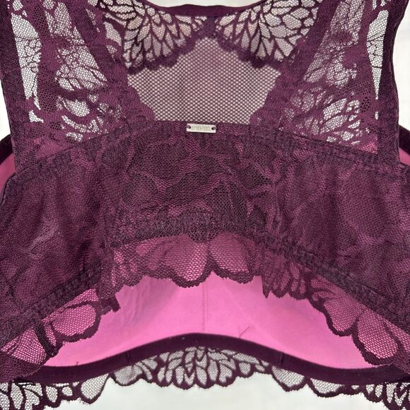 Victorias Secret‎ PINK M-DD Burgundy Push Up Padded Lace UW Bralette Bra - Picture 6 of 12